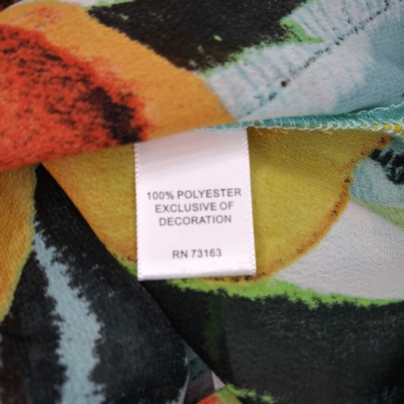 Melissa Paige Orange, Green/Blue Tropical Floral Beaded Tunic Top Swimsuit Cover - Picture 7 of 9